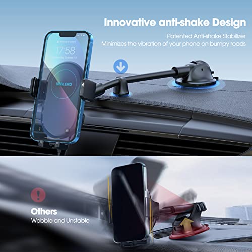 Wireless Car Charger, 15W Qi Fast Charging, Auto-Clamping Car Wireless Charger, Air Vent Dashboard Car Phone Holder Compatible with iPhone 14 13 12 11/Pro Max/XR/XS/X/8, Galaxy Note 20/S20/S10, etc