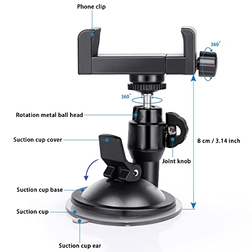 Mippko Mirror & Bathroom Phone Holder Suction Cup Mount, 2.75 inch Suction Base for Glass/Wall/Metal/Plastic, Compatible with 3.5~7.5 inch iPhone/Samsung/Nexus/HTC/Smart Phone