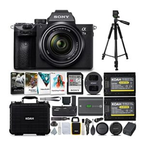 sony alpha a7 iii full frame camera with 28-70mm lens bundle with camera and tripod, battery grip, battery (2-pack) and dual charger, software kit, memory card, case, and cleaning kit (8 items)