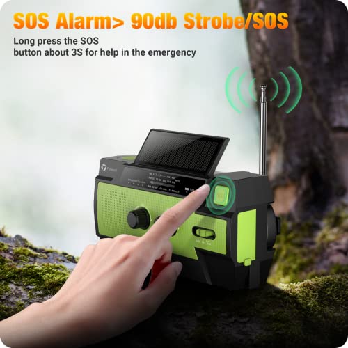 Emergency-Radio,Puiuisoul 4000mAh Weather Radios with Hand Crank & Solar Charging,3 Gear LED Flashlight,SOS Alarm, Portable Power Bank,AM/FM/NOAA,Motion Sensor Reading Lamp