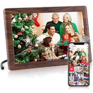 frameo 10.1 inch digital picture frame with ips touch screen hd display, 16gb storage easy setup to share photos or videos anywhere via free frameo app, auto-rotate