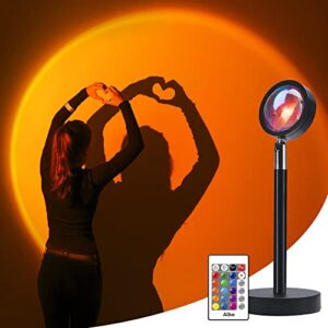 albo sunset lamp with 16 color led changing with remote control projection sun light 180 degree rotation solset projector lamp for photography selfie home decor for photography selfie