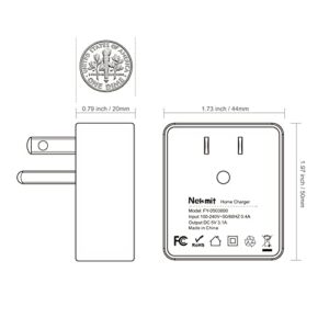 Nekmit Dual Port Ultra Thin Flat USB Wall Charger with Smart IC, White