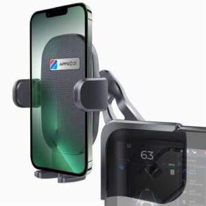 apps2car phone mount for tesla model 3 / y car phone holder 360° free rotation, flip cover design compatible with all cell phones within 4.7-6.7 inches