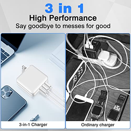 USB C Charger, 40W 3 Port USB C Charging Station, PD Fast Charger Multiport USB C Charger Block Power Adapter for iPhone 14 13 12 11 Max Mini, iPad, Pixel Samsung Galaxy, MacBook, Tablet and More