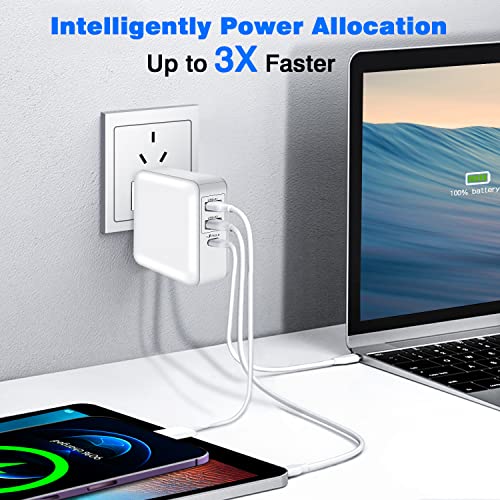 USB C Charger, 40W 3 Port USB C Charging Station, PD Fast Charger Multiport USB C Charger Block Power Adapter for iPhone 14 13 12 11 Max Mini, iPad, Pixel Samsung Galaxy, MacBook, Tablet and More