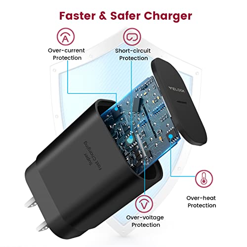 Super Fast Charger Type C Kit, VELOGK 25W PD PPS USB C Wall/Car Charger for Samsung Galaxy S23 Ultra/S23+/S23/S22/S21/S20/Plus/Ultra/FE/Note 20/10/A71, iPad Pro, with 2X Nylon USB C-to-C Cable(3.3ft)