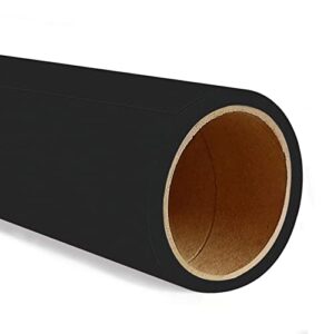 Phsureo Seamless Photo Photography Backdrop Paper, Black Photo Background Paper Roll (53”x16', 45 Ultra Black)