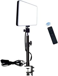 led desk bi-color video light, key light with c-clamp stand, 2700k-5700k dimmable, wireless remote, studio photography lighting