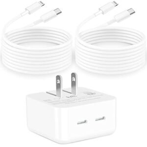 [apple mfi certified] iphone fast charger, geonav 35w dual usb-c port gan power ​​​​​​pps rapid charger with 2 pack 6ft type c to lightning quick charging cable for iphone 14 13 12 11 pro/xs/xr/x/ipad