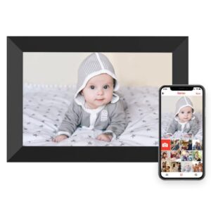ikismet digital photo frame, digital picture frame smart photo frame with 1280×800 ips touch screen, auto-rotate and slide show, share moments via frameo app from anywhere (black)