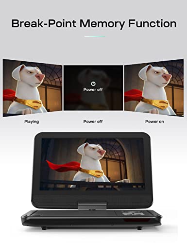 YOTON 12.5" Portable DVD Player with 10.5" HD Swivel Screen for Car and Kids, with Car Charger and AC Adaptor, Supports 4-6 Hours Built-in Battery and USB/SD Card/Sync TV [Not Support Blu-Ray]