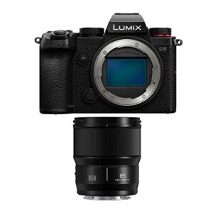 Panasonic LUMIX S5 4K Mirrorless Full-Frame L-Mount Camera (Body Only) with S-S85 LUMIX S Series 85mm f/1.8 Lens and DMW-BLK22 Battery Bundle (3 Items)