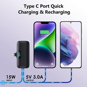 Feob Mini Portable Charger 5000mAh, Small & Ultra-Compact 15W PD Fast Charging Power Bank, LCD Display Cute Battery Pack Compatible with iPhone 14/14 Pro Max/13/13 Pro Max/12/11/XR/X/8/7/6 and More