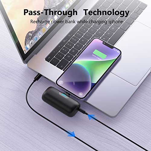 Feob Mini Portable Charger 5000mAh, Small & Ultra-Compact 15W PD Fast Charging Power Bank, LCD Display Cute Battery Pack Compatible with iPhone 14/14 Pro Max/13/13 Pro Max/12/11/XR/X/8/7/6 and More