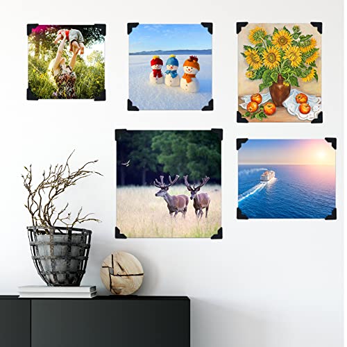 1200 Pcs Photo Corners Self Adhesive Black Photo Corners for Scrapbooking and Stamping Supplies DIY Scrapbook Stickers Album Diary Personal Journal Diary Organizer Christmas Memory Book Picture Corner