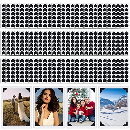 1200 Pcs Photo Corners Self Adhesive Black Photo Corners for Scrapbooking and Stamping Supplies DIY Scrapbook Stickers Album Diary Personal Journal Diary Organizer Christmas Memory Book Picture Corner