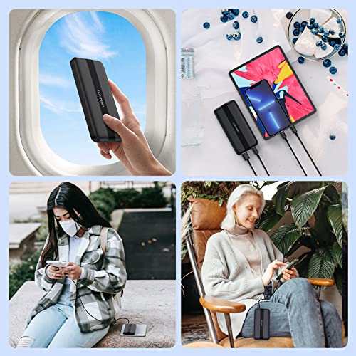 HenHot Portable Charger, Power Bank 10000mAh 20W USB Type C PD 3.0 18W USB A QC3.0 3A Fast Charging External Battery Compatible with iPhone 14/13/12/11 Pro/Pro Max, Galaxy S20 Ipad Tablet etc