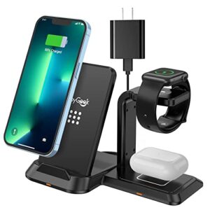 joygeek wireless charging station, 3 in 1 wireless charger for apple devices, wireless charger stand for iphone 14/13/13 pro/12/12 pro/11 series/xs max/xr/xs/x, iwatch 7/6/5/4/3/2/se, airpods pro/2