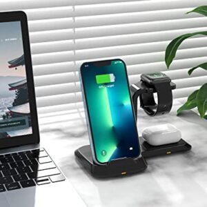 JoyGeek Wireless Charging Station, 3 in 1 Wireless Charger for Apple Devices, Wireless Charger Stand for iPhone 14/13/13 Pro/12/12 Pro/11 Series/XS Max/XR/XS/X, iWatch 7/6/5/4/3/2/SE, Airpods Pro/2