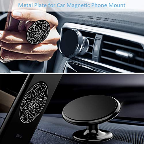 Metal Plate for Phone Car Magnetic Mount 6 Pack,Magnet Holder Disc Replacement Case Sticker with 3M Adhesive for iPhone Magnets Cradle-less Mounts Cell Phone Mini Tablet GPS Stand 2 Rectangle 4 Circle