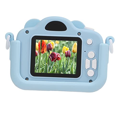 Shanrya Kids Photo Video Camera, 600mAh Rechargeable 2MP Kids Cartoon Camera Toy Multifunctional for Gifts(Sky Blue)