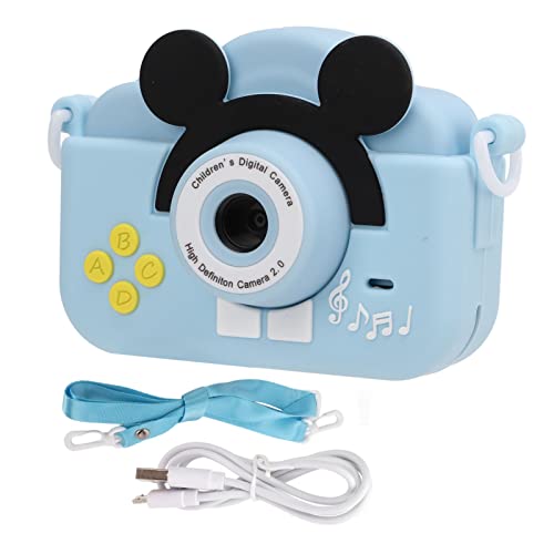 Shanrya Kids Photo Video Camera, 600mAh Rechargeable 2MP Kids Cartoon Camera Toy Multifunctional for Gifts(Sky Blue)