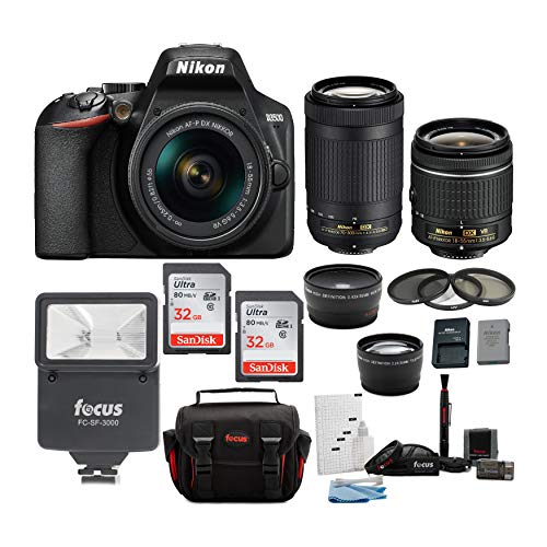 Nikon D3500 DSLR Camera with AF-P 18-55mm and 70-300mm Zoom Lenses with Total of 64GB Card (2 X 32) and Accessory Bundle