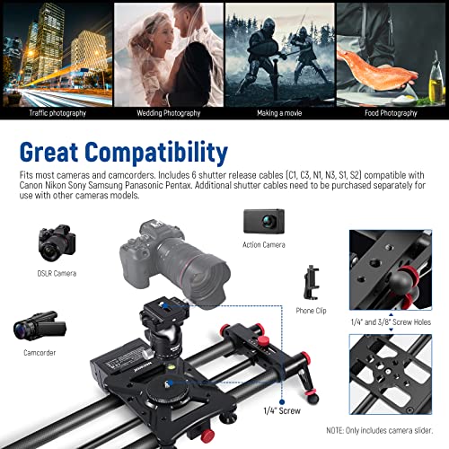 NEEWER 47.2”/120cm Motorized Camera Slider, App Wireless Control Carbon Fiber Dolly Rail Slider, Support Video Mode, Time Lapse Photography, Horizontal, Tracking and 120° Panoramic Shooting (ER1-120)