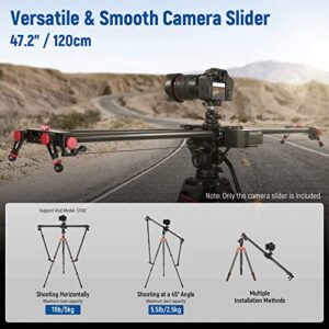 NEEWER 47.2”/120cm Motorized Camera Slider, App Wireless Control Carbon Fiber Dolly Rail Slider, Support Video Mode, Time Lapse Photography, Horizontal, Tracking and 120° Panoramic Shooting (ER1-120)