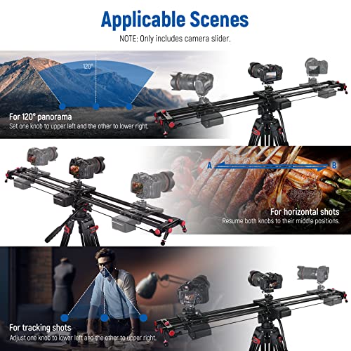 NEEWER 47.2”/120cm Motorized Camera Slider, App Wireless Control Carbon Fiber Dolly Rail Slider, Support Video Mode, Time Lapse Photography, Horizontal, Tracking and 120° Panoramic Shooting (ER1-120)