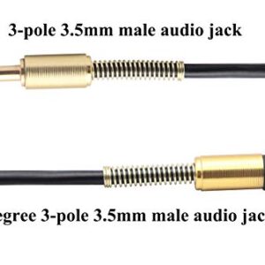 AAOTOKK 3.5mm Coiled Cable 90 Degree Right Angle 3-Pole 3.5mm Male to 3.5mm Male Right Angle TRS Jack Stereo Audio Spring Aux Cable for All 3.5mm-Enabled Smartphones,Tablet and MP3 Players(1.5m)