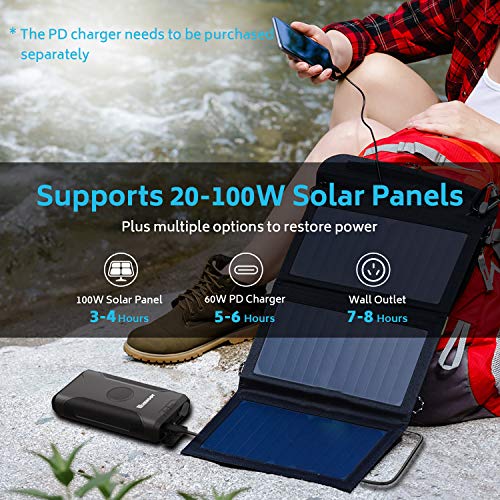 Renogy 72000mAh 266Wh 12v Power Bank with 60W PD, CPAP Battery for Camping, High Capacity Large Camping Power Bank with USB-C DC Wireless Charging & Flashlight, CPAP Battery Backup Power Supply