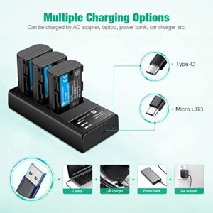 FirstPower LP-E6NH Battery 3-Pack and Triple Slot Charger Compatible with Canon EOS R R5 R6 R7 60D 70D 80D 90D 5D Mark II III IV 6D 6D II 7D 7D II Camera