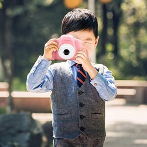 Mini Camera Portable Toy for Children, Digital Camera with TFT Color Screen, Fixed Lens Digital Video Camera, Cute Cartoon Camera Multi Cartoon Photo Frames(Pink)