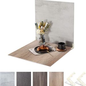 2PCS Double Sided Photo Backdrop Boards for Flat Lay, 24x24IN Wooden Cement Food Photography Background Tabletop Backdrop for Video Shooting, EOAJAFOU