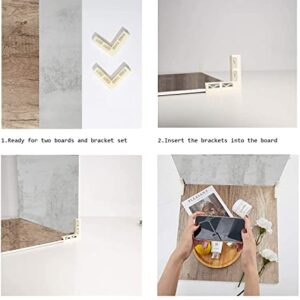 2PCS Double Sided Photo Backdrop Boards for Flat Lay, 24x24IN Wooden Cement Food Photography Background Tabletop Backdrop for Video Shooting, EOAJAFOU