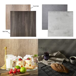 2PCS Double Sided Photo Backdrop Boards for Flat Lay, 24x24IN Wooden Cement Food Photography Background Tabletop Backdrop for Video Shooting, EOAJAFOU