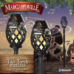 Margaritaville Tiki Torch - Waterproof Bluetooth Speaker, Portable Party Speaker with Flickering LED Lights, Perfect for Travel, Parties, Yards, and Pools (2 Pack)