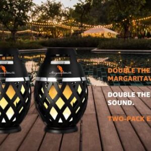 Margaritaville Tiki Torch - Waterproof Bluetooth Speaker, Portable Party Speaker with Flickering LED Lights, Perfect for Travel, Parties, Yards, and Pools (2 Pack)