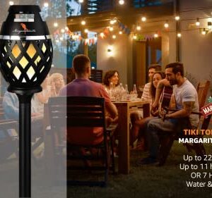 Margaritaville Tiki Torch - Waterproof Bluetooth Speaker, Portable Party Speaker with Flickering LED Lights, Perfect for Travel, Parties, Yards, and Pools (2 Pack)