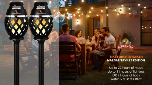 Margaritaville Tiki Torch - Waterproof Bluetooth Speaker, Portable Party Speaker with Flickering LED Lights, Perfect for Travel, Parties, Yards, and Pools (2 Pack)