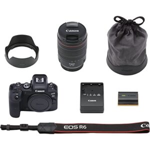 Canon EOS R6 Mirrorless Digital Camera with 24-105mm f/4L Lens (4082C012) + 64GB Tough Card + Color Filter Kit + Case + Filter Kit + Photo Software + LPE6 Battery + External Charger + More (Renewed)