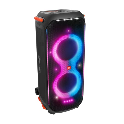 JBL PartyBox 710 -Party Speaker with Powerful Sound, Built-in Lights and Extra Deep Bass, IPX4 Splash Proof, App/Bluetooth Connectivity, Made for Everywhere with a Handle and Built-in Wheels (Black)