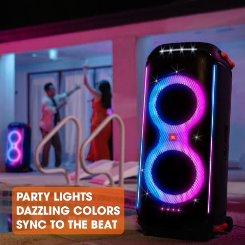 JBL PartyBox 710 -Party Speaker with Powerful Sound, Built-in Lights and Extra Deep Bass, IPX4 Splash Proof, App/Bluetooth Connectivity, Made for Everywhere with a Handle and Built-in Wheels (Black)