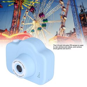 Entatial Child Camera, Child Camera with Front and Rear Dual Cameras 2.0‑inch Full‑Color IPS Screen for Home for Outdoor for Travel(Blue)