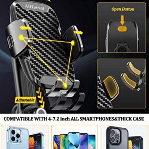 AiHiwvol Phone Holder for Car [Longer Steel Hook] Air Vent Car Phone Mount Universal Extension Arm Cell Phone Holder Car Vent Hands Free Clamp [Thick Case Friendly] Compatible with All Smartphones