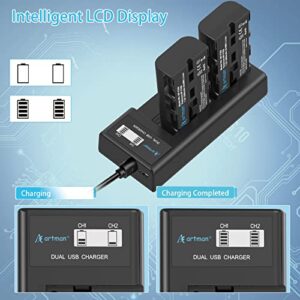 Artman NP-F550 Battery Upgraded LCD Dual Charger Compatible with Sony NPF530 F570 F330 F970 F960 F750 F770 CCD-SC55 TR516 TR716 TR818 TR910 (2-Pack 2900mAh)