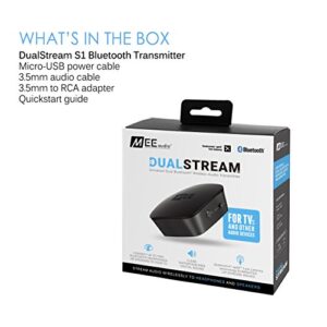 MEE audio DualStream S1 Headphone and Speaker Bluetooth Wireless Audio Transmitter/Streamer with aptX Low Latency technology for TVs and other devices (analog input via headphone jack or RCA)