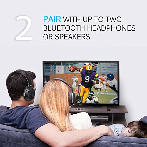 MEE audio DualStream S1 Headphone and Speaker Bluetooth Wireless Audio Transmitter/Streamer with aptX Low Latency technology for TVs and other devices (analog input via headphone jack or RCA)